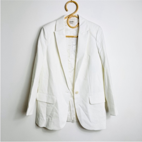 Zadig & Voltaire off-white "Art is Truth" rhinestone embellished blazer NEW - Picture 3 of 14